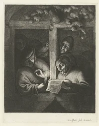Trois hommes chantant à la lumière d