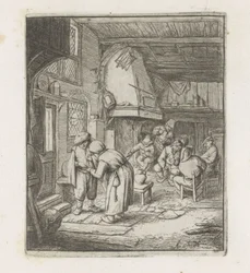 Homme payant une femme dans une auberge