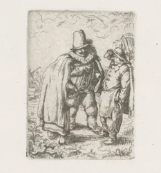 Homme avec col plissé avec un couple de paysans