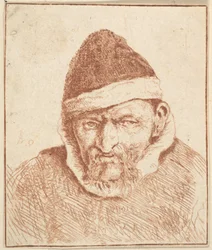 Vieil homme au col blanc et au chapeau pointu