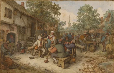Fête paysanne dans une rue de la ville