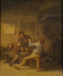 Paysans buvant et fumant