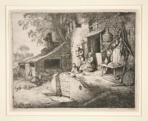 Une femme filant devant la porte d