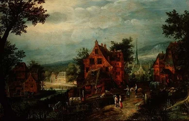Paysage de Village avec Paysans