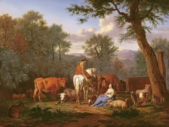 Paysage avec bétail et personnages, 1664
