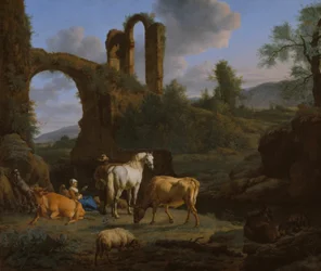 Paysage pastoral avec ruines