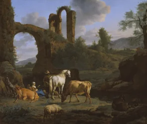 Paysage pastoral avec ruines, 1664