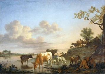 Paysage: animaux a la riviere …