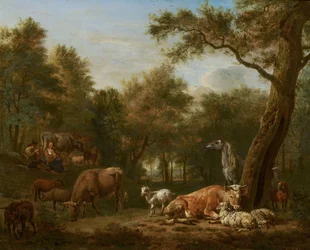 Paysage boisé avec du bétail