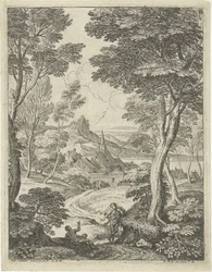 Paysage avec une tour pointue (Landschappen met schaapsherders)