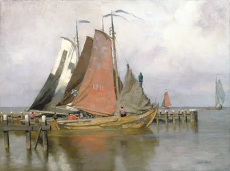 Bateaux de pêche quittant le port du Zuiderzee, 1899