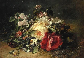 Nature morte avec roses et pensées