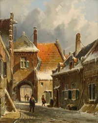 Scène de rue en hiver, 19ème siècle