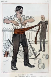 Caricature de Pierre Laval, le fort social - Illustration par Adrien Barrère (1877-1931) dans "Fantasio" du 01/09/1925