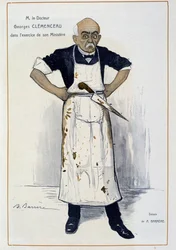 Clémenceau en boucher - par Barrère, dans « Fantasio » du 01/10/1906