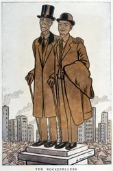 Les Rockefellers, père et fils, croesus américains - Illustration par Adrien Barrère (1877-1931) dans "Fantasio" du 01/03/1930