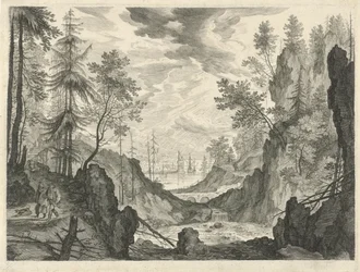 Paysage forestier avec une cascade