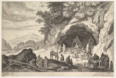 Paysage montagneux avec un groupe de gitans, 1586-1629