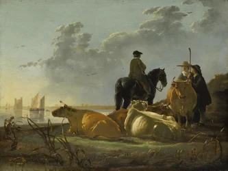 Paysans et bétail près de la rivière Merwede, vers 1655-60