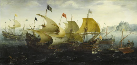 Bataille de Cadix, les navires néerlandais et anglais attaquent l