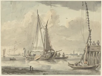 Voiliers sur la rivière près de Dordrecht