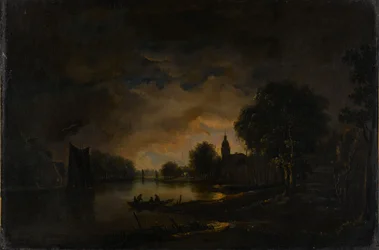 Vue de la rivière au clair de lune, vers 1850-1875 (huile sur toile)