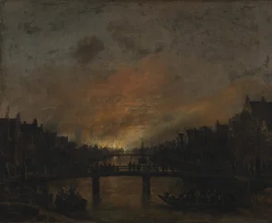 Incendie à Amsterdam la nuit