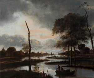 Vue de la rivière : Soir