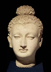 Tête de Bouddha, style gréco-bouddhiste, de Hadda