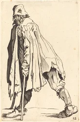 Mendiant avec béquilles et casquette
