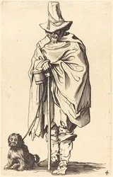 Mendiant avec chien