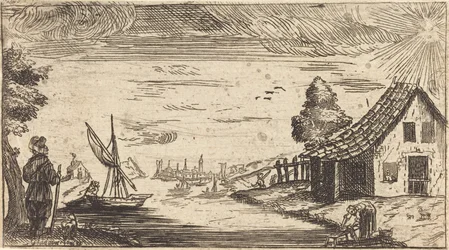 Paysage avec figure et bateau
