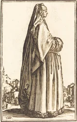 Noble femme portant un voile et une robe bordée de fourrure