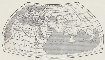 Carte du Monde, selon Ptolémée, 1923