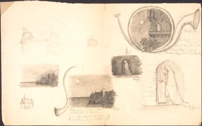 Feuille de Croquis avec Divers Motifs et Notes