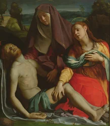 Le Christ mort entre la Vierge et Marie Madeleine