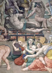 Le Martyre de saint Laurent, détail de saint Laurent sur le gril, fresque