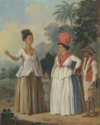 Femmes de couleur des Indes occidentales, avec un enfant et un domestique noir