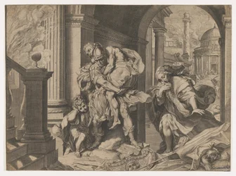 Énée et sa famille fuyant Troie, 1595