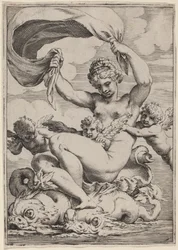 Vénus ou Galatée soutenue par des dauphins