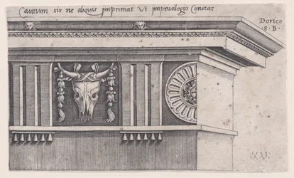 Entablement dorique, daté de 1528