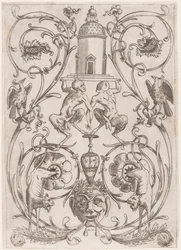 Ornement grotesque avec satyres, d