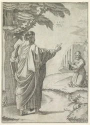 Saint Paul et un moine franciscain