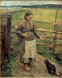 Vieille femme avec chat