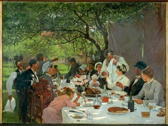 Banquet de mariage à Yport (peinture sur toile)
