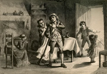 Un Minute Man se préparant à la guerre, 1877
