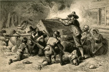 Les Virginiens se défendent contre les Indiens, 1877