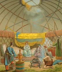 Un Kalmouk, une tente kalmouk
