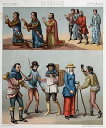 Costumes civils au Moyen Âge - dans « Le costume historique » de Racinet