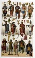 Costumes, armures et armes des soldats, guerriers et gladiateurs romains de l